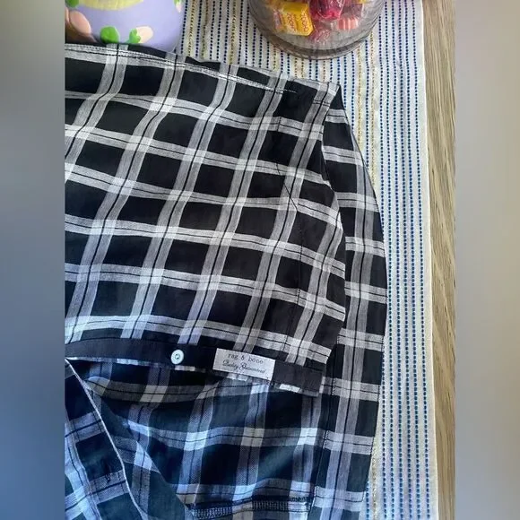 Rag & Bone Plaid Tie Front Button Down Shirt Dress Sz M Black White Long Sleeve - Picture 7 of 11